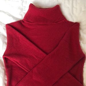Red turtleneck sweater